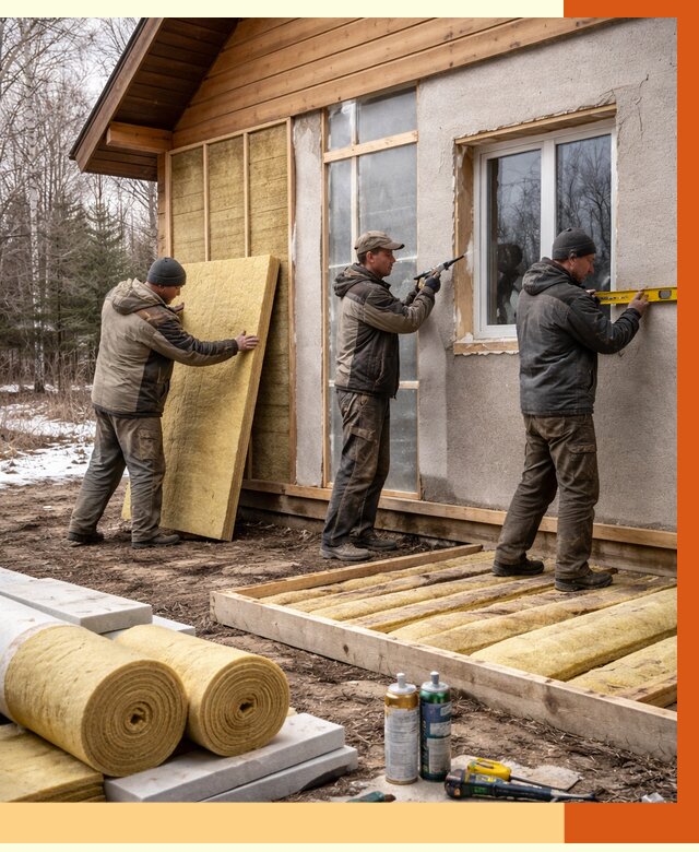 Утепление дачного дома в Сарапуле от 4904 руб/м2 — недорого | ТепломастерСрл