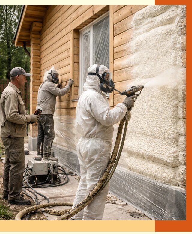 Утепление дома из бруса ППУ в Сарапуле от 3975 руб/м2 под ключ | ТепломастерСрл