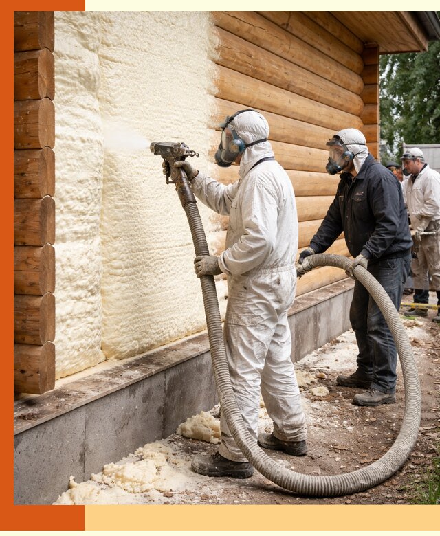 Утепление дома из бруса пенополиуретаном в Сарапуле