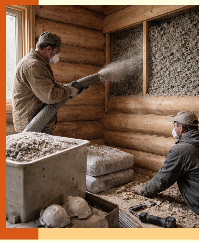 Утепление дома из бруса эковатой в Сарапуле