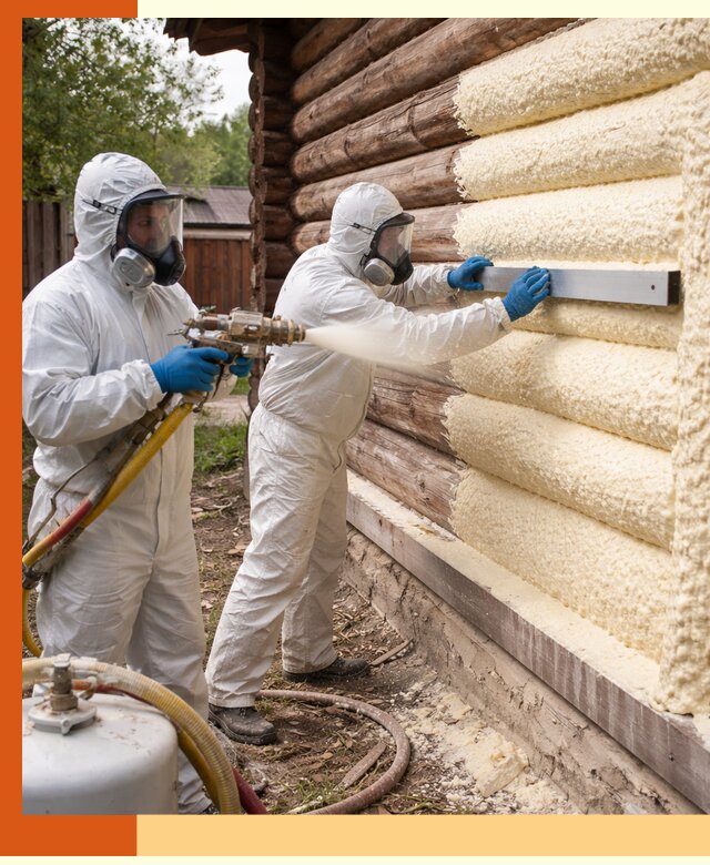 Утепление бревенчатого дома ППУ в Сарапуле эффективной изоляцией