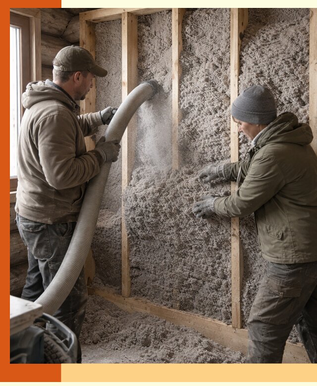 Утепление бревенчатого дома эковатой в Сарапуле