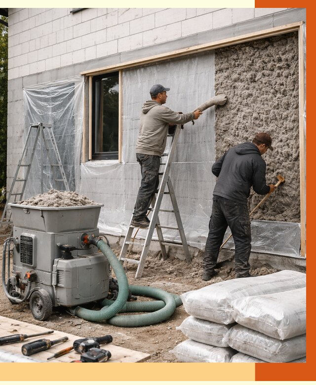 Утепление дома из газобетона эковатой в Сарапуле от 4646 руб./м2 | ТепломастерСрл