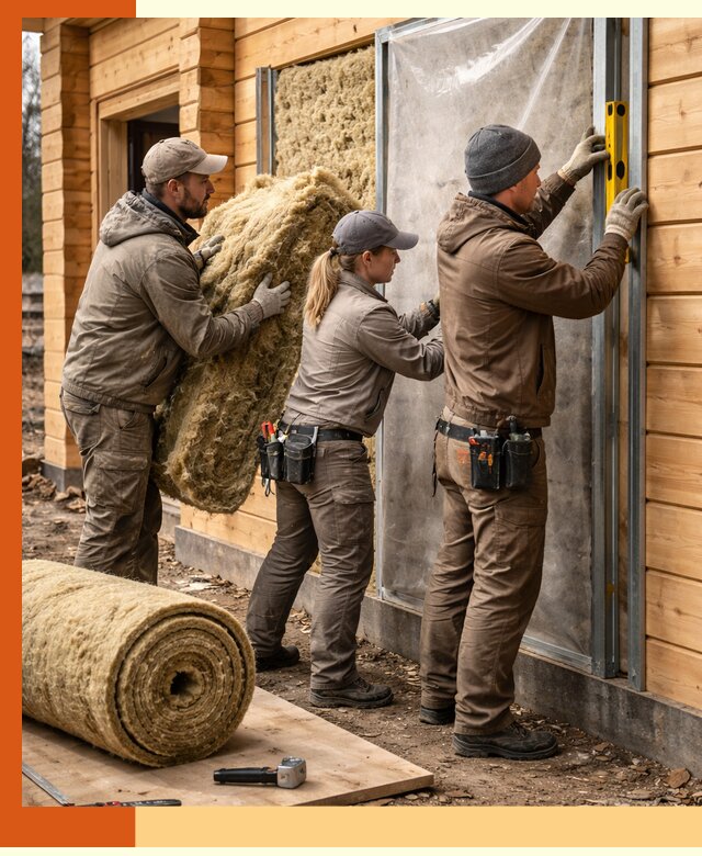 Утепление дома из двойного бруса в Сарапуле качественно и надёжно