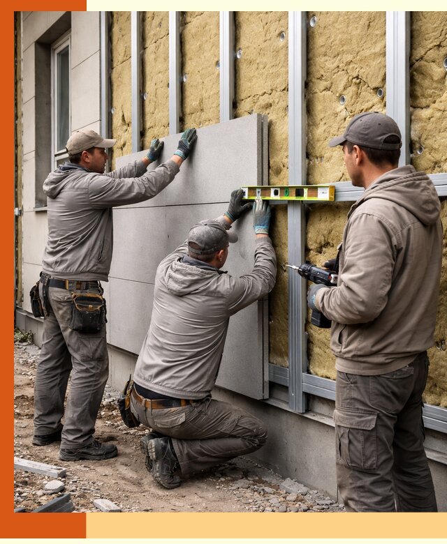 Утепление вентилируемого фасада под ключ в Сарапуле