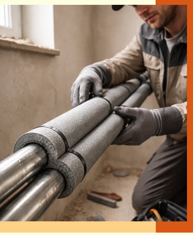 Утепление труб отопления в Сарапуле от 2942 руб. за м² — услуги под ключ | ТепломастерСрл