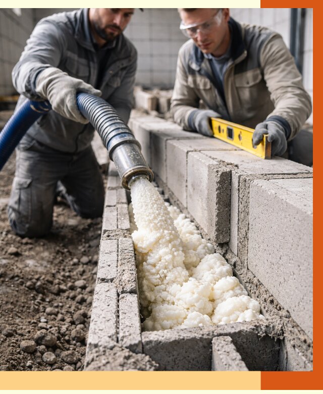 Заполнение колодцевой кладки ППУ в Сарапуле от 4336 руб. за м2 | ТепломастерСрл