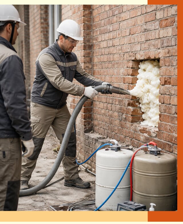 Заливка ППУ в пустоты кирпичной стены в Сарапуле от 2839 руб. | ТепломастерСрл