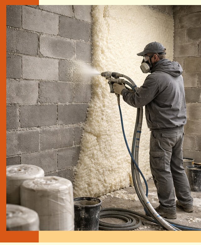 Утепление блочной стены ППУ в Сарапуле качественно и надёжно