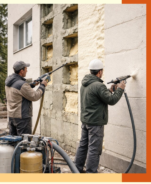 Заполнение пустот фасада в Сарапуле от 4646 руб. — утепление пустот облицовки | ТепломастерСрл