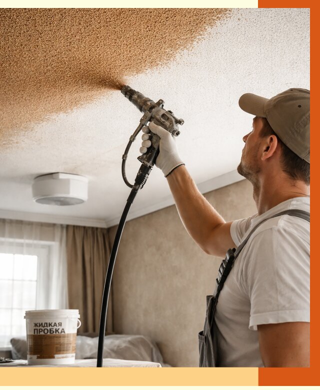 Утепление потолка жидкой пробкой в Сарапуле от 3613 руб. | ТепломастерСрл