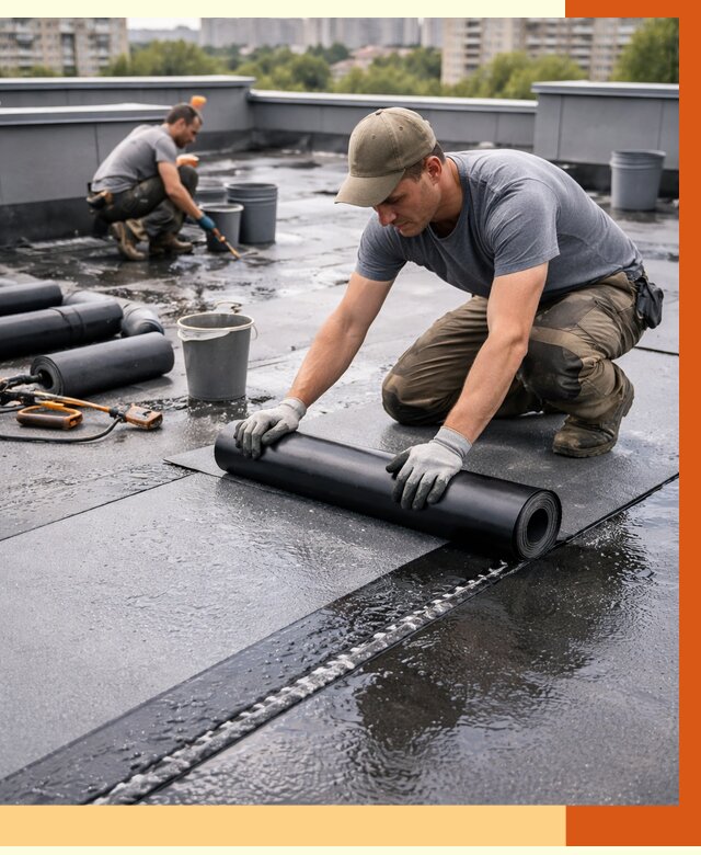 Гидроизоляция плоской кровли в Сарапуле от 4646 руб./м2 — профессионально | ТепломастерСрл
