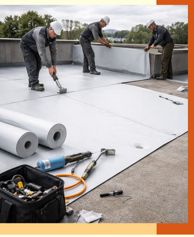 Гидроизоляция мембранной кровли в Сарапуле от 7743 руб./м² — профессионально | ТепломастерСрл