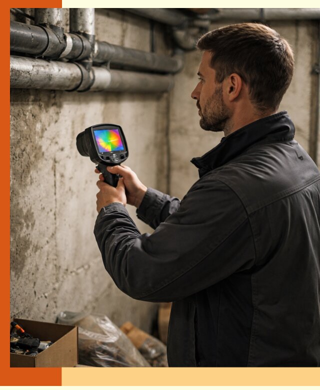 Тепловизионное обследование подвала в Сарапуле для поиска утечек тепла