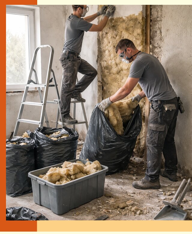 Демонтаж старого утеплителя и вывоз отходов в Сарапуле